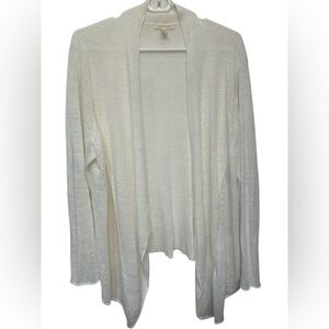 EILEEN FISHER Women's Linen Open Front White Cardigan